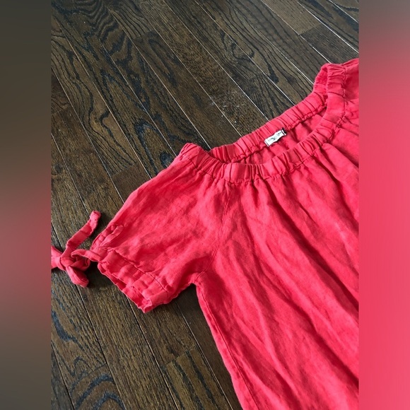 Lungo L’Arno Women’s M 100% Linen Boat Neck Short-Sleeve Coral Pink Dress - VGUC - Picture 5 of 10